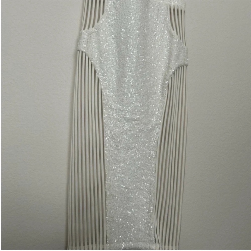 Zhivago The Boss Sheer Panel Sequin Midi Dress White - Picture 7 of 11